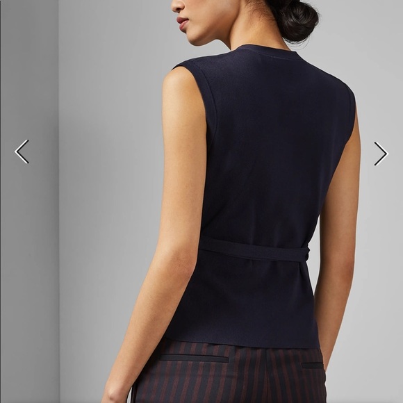 Ted Baker Linor Sleeveless Wrap Knit Navy Blue size 2 - Picture 3 of 10